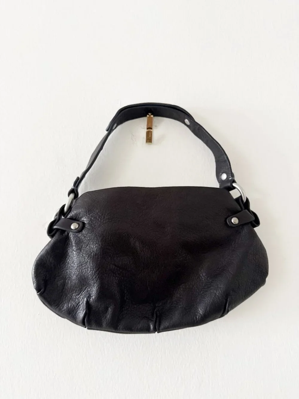 Vintage Y2K Juicy Couture Genuine Leather Black Shoulder Bag